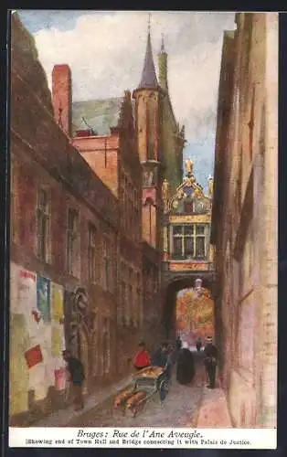 Künstler-AK Bruges, Rue de l`Ane Aveugle