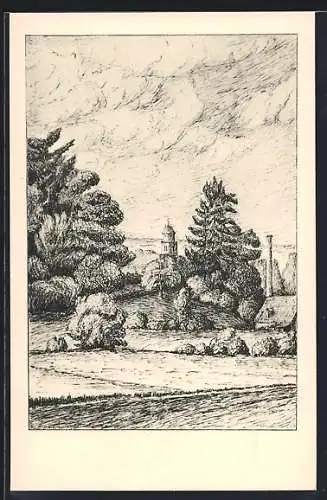 Künstler-AK Lauterbach / Hessen, Ortspartie