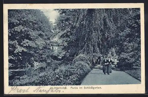 AK Oldenburg / O., Partie im Schlossgarten