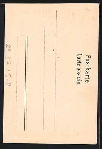 Passepartout-Lithographie Köln, Dom, Seitenansicht, Wappen