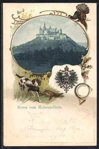 Passepartout-Lithographie Burg Hohenzollern, Wappen
