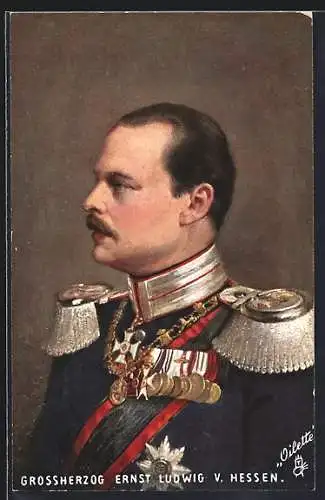 AK Portrait Grossherzog Ernst Ludwig von Hessen in Uniform mit Epauletten