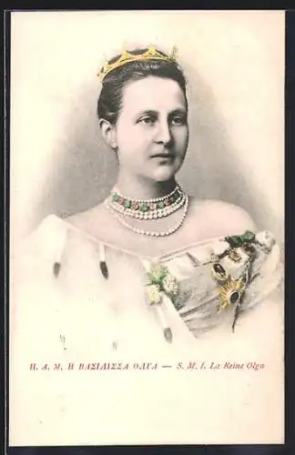 AK La Reine Olga von Griechenland