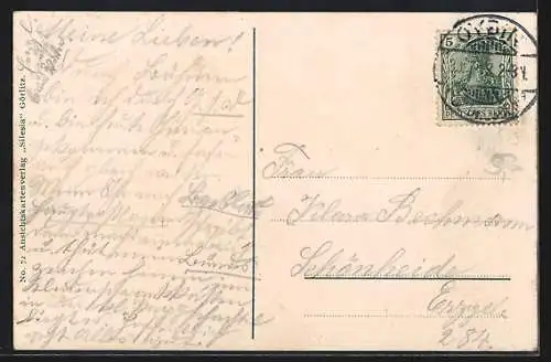 AK Oybin, Ortsansicht mit Berg