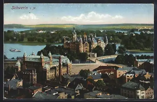 AK Schwerin i. M., Teilansicht mit Schloss
