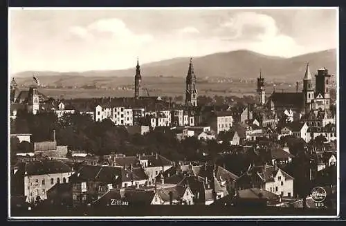 AK Zittau, Teilansicht mit Kirche