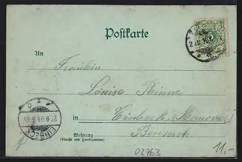 Mondschein-AK Zittau, Marktplatz mit Rathaus