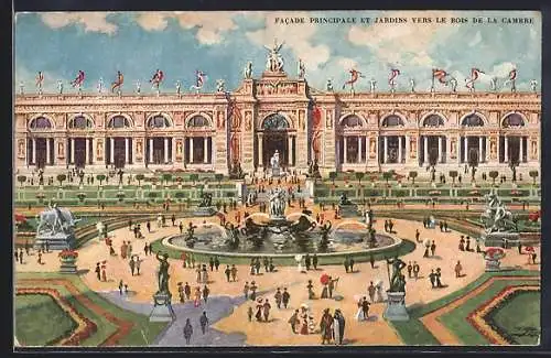 AK Bruxelles, Exposition Universelle et Internationale 1910, Facade Principale et Jardin, Ausstellung