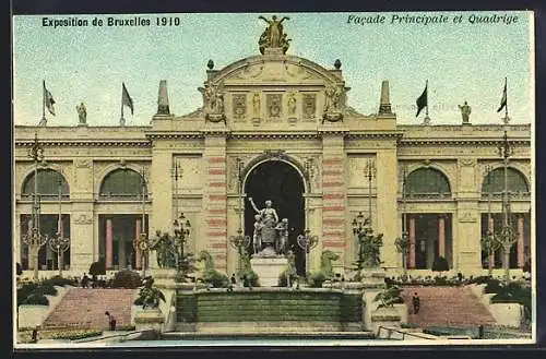 AK Bruxelles, Exposition 1910, Facade Principale et Quadrige