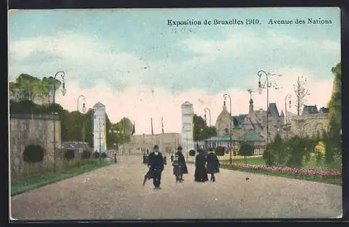 AK Bruxelles, Exposition Universelle 1910, Avenue des Nations