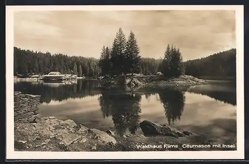 AK Flims, Waldhaus, Caumasee mit Insel