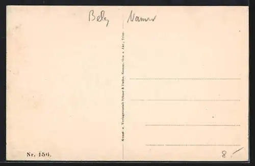 AK Lustin, Gesprengte Brücke mit Dampfer