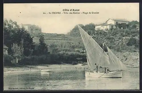 AK St-Tropez /Côte d`Azur, Villa des Roches, Plage de Granier