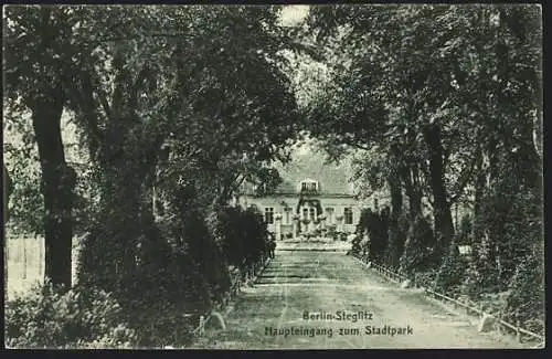 AK Berlin-Steglitz, Haupteingang zum Stadtpark
