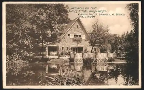 AK Stuttgart, Bauausstellung, Gasthof Weinhaus am See