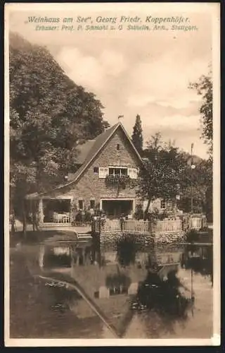 AK Stuttgart, Bauausstellung 1908, Restaurant Weinhaus am See, Georg Friedr. Koppenhöfer