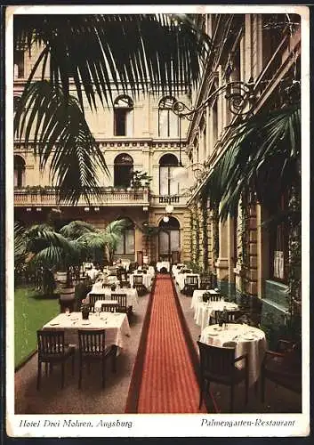 AK Augsburg, Hotel Drei Mahren, Palmengarten-Restaurant
