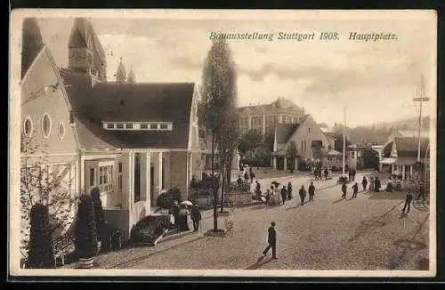 AK Stuttgart, Bauausstellung 1908, Hauptplatz
