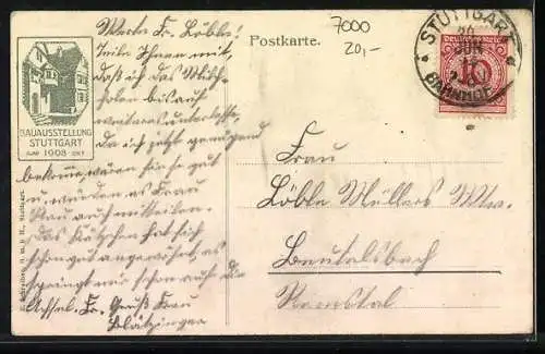 AK Stuttgart, Bauausstellung 1908, Hauptplatz