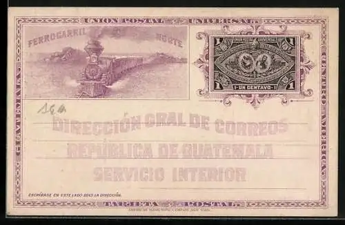 Künstler-AK Guatemala, Ferrocaril Norte, Direccion Gral de Correos, Servicio Interior
