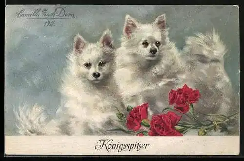 Künstler-AK Königsspitzer mit roten Nelken