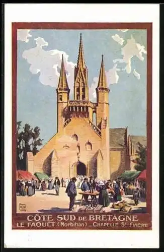 AK Le Faouet, Chapelle St-Fiacre, Cote Sud de Bretagne, Tourismus