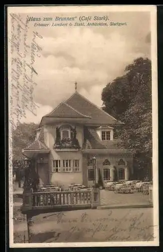 AK Stuttgart, Bauausstellung 1908, Haus zum Brunnen, Café Stark
