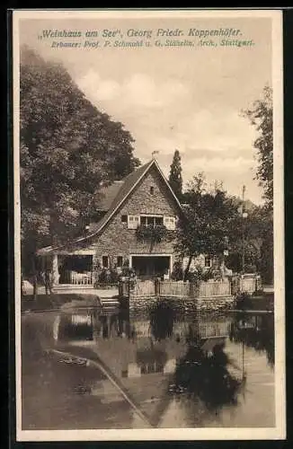 AK Stuttgart, Gasthaus Weinhaus am See, Bes. Georg Friedr. Koppenhöfer