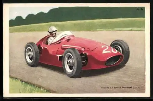 Künstler-AK Autorennen, Voiture de course Maserati (Italie)
