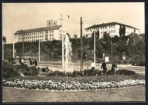 AK Nordhausen, Rautenstrasse mit Blick zum Petersberg