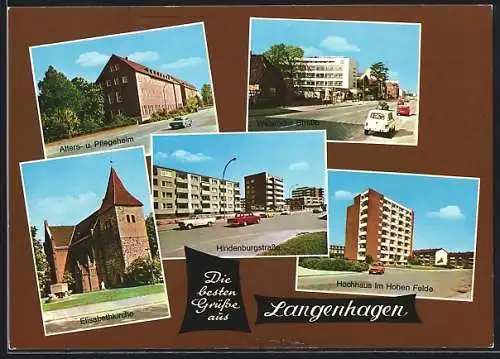 AK Langenhagen, Alters- und Pflegeheim, Hochhaus im Hohen Felde, Elisabethkirche
