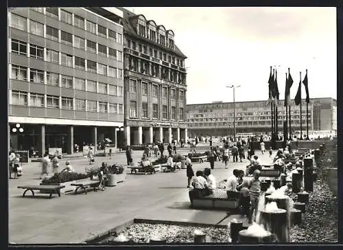 AK Leipzig, Grimmaische Strasse mit Wasserspielen