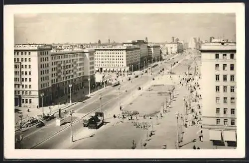 AK Berlin, Stalinallee aus der Vogelschau