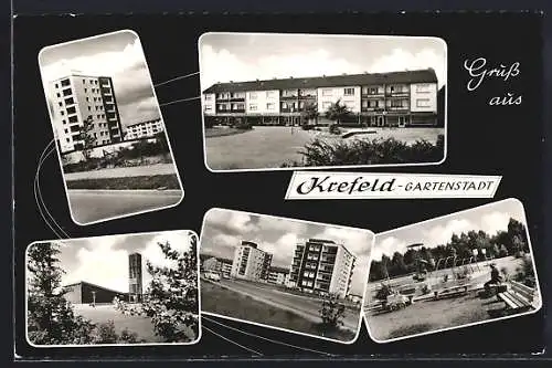 AK Krefeld, Gartenstadt, Spielplatz, Gebäudeansichten