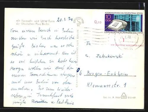 AK Berlin, Alexanderplatz mit Hochhaus und Fernsehturm, Modell