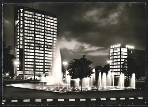 AK Berlin, Ernst-Reuter-Platz bei Nacht