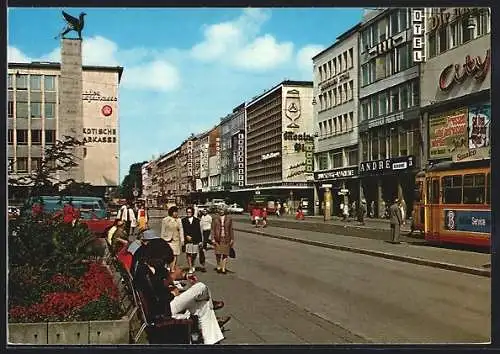AK Karlsruhe, Partie in der Kaiserstrasse, Strassenbahn