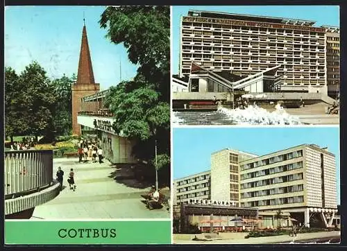 AK Cottbus, Hotel Lausitz, HOG Am Stadttor, Milchbar Kosmos