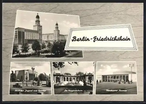 AK Berlin-Friedrichshain, Frankfurter Tor, Klub der Jugend und Sportler, Filmtheater Kosmos