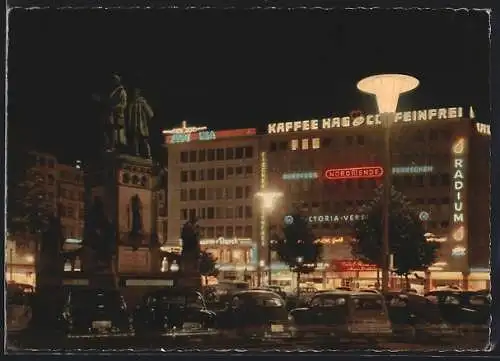 AK Frankfurt a. M., Am Rossmarkt bei Nacht