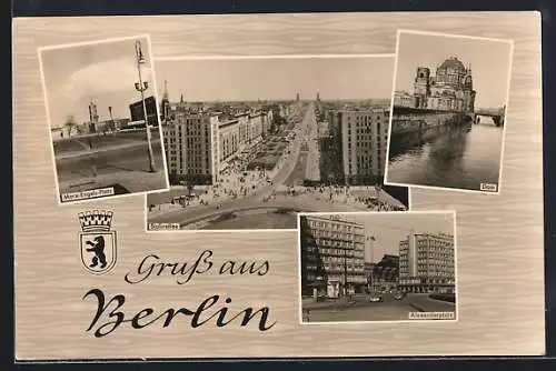 AK Berlin, Alexanderplatz, Dom, Stalinallee