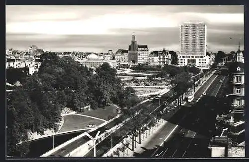 AK Bruxelles, Boulevard du Jardin Botanique et vue sur le Building de la Prévoyance sociale