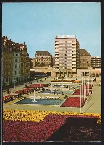 AK Leipzig, Sachsenplatz mit Wasserspielen