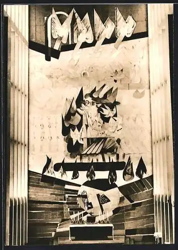 AK Würzburg, Kirche St. Alfons, Wandgemälde Die himmlische Liturgie