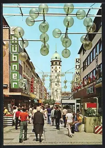 AK Darmstadt, Tor zu Odenwald und Bergstrasse, Ernst-Ludwig-Strasse mit Geschäften