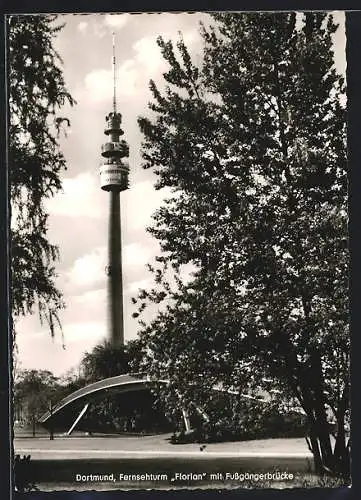 AK Dortmund, Fernsehturm Florian mit Fussgängerbrücke