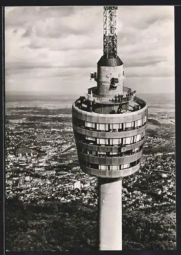AK Stuttgart, Fernsehturm aus der Vogelschau