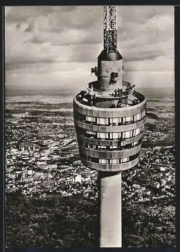 AK Stuttgart, Fernsehturm aus der Vogelschau