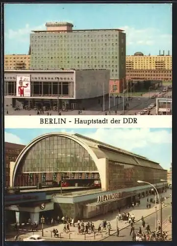 AK Berlin, Bahnhof Alexanderplatz, Berolina-Hotel und Kino International