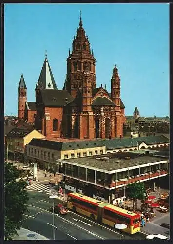 AK Mainz am Rhein, Dom mit Cafe am Höfchen